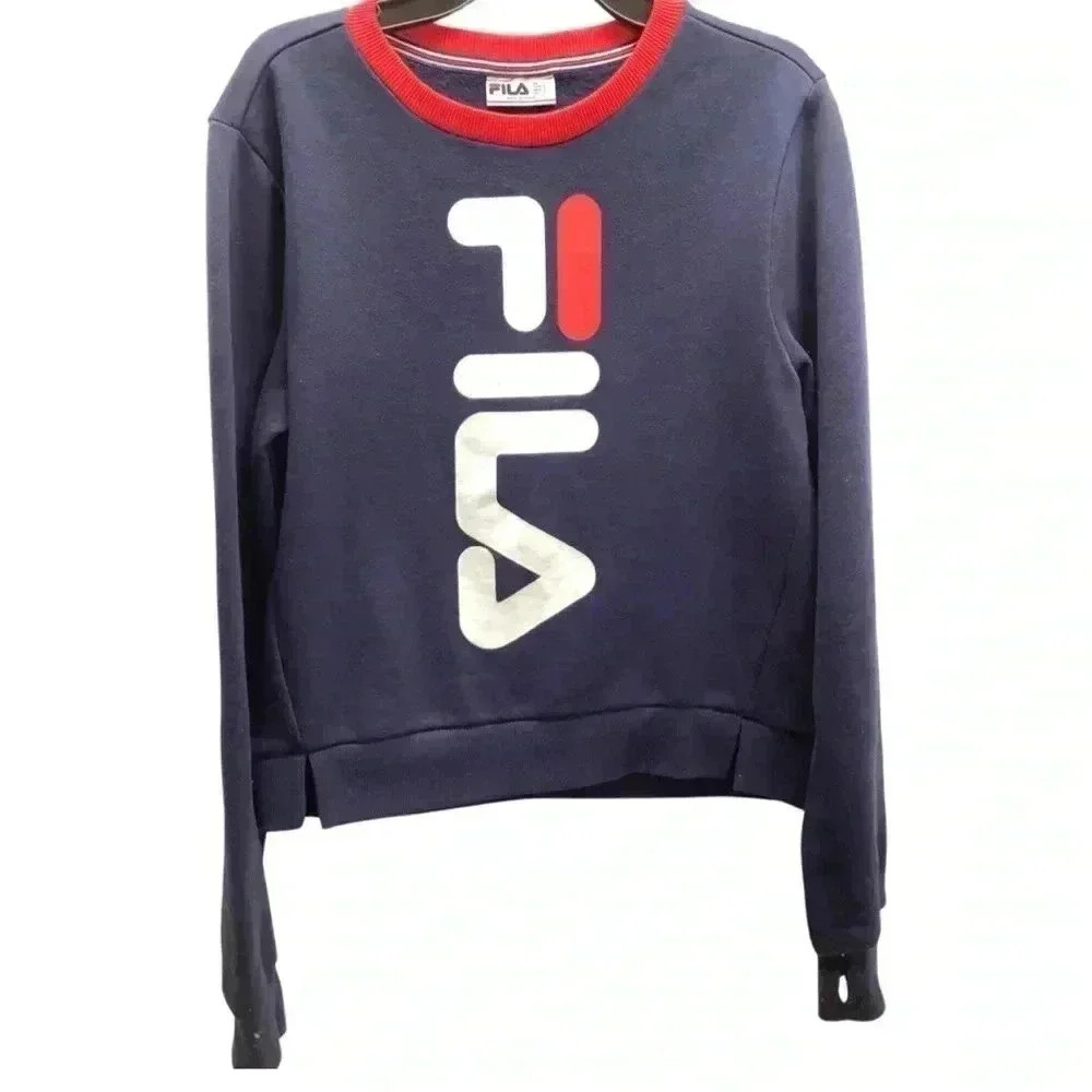 Fila Girls Size Large Blue Logo Sweatshirt with Side Slits (Preowned)